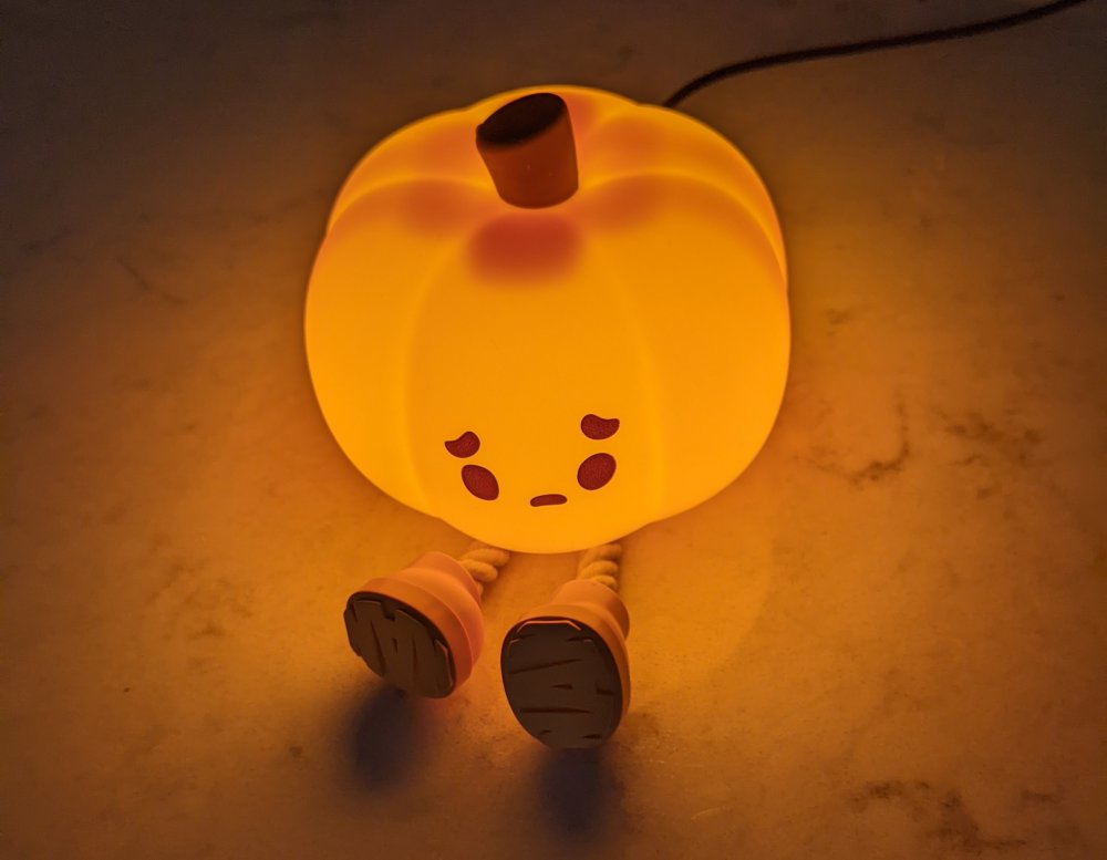 Sad pumpkin squishy silicone night light